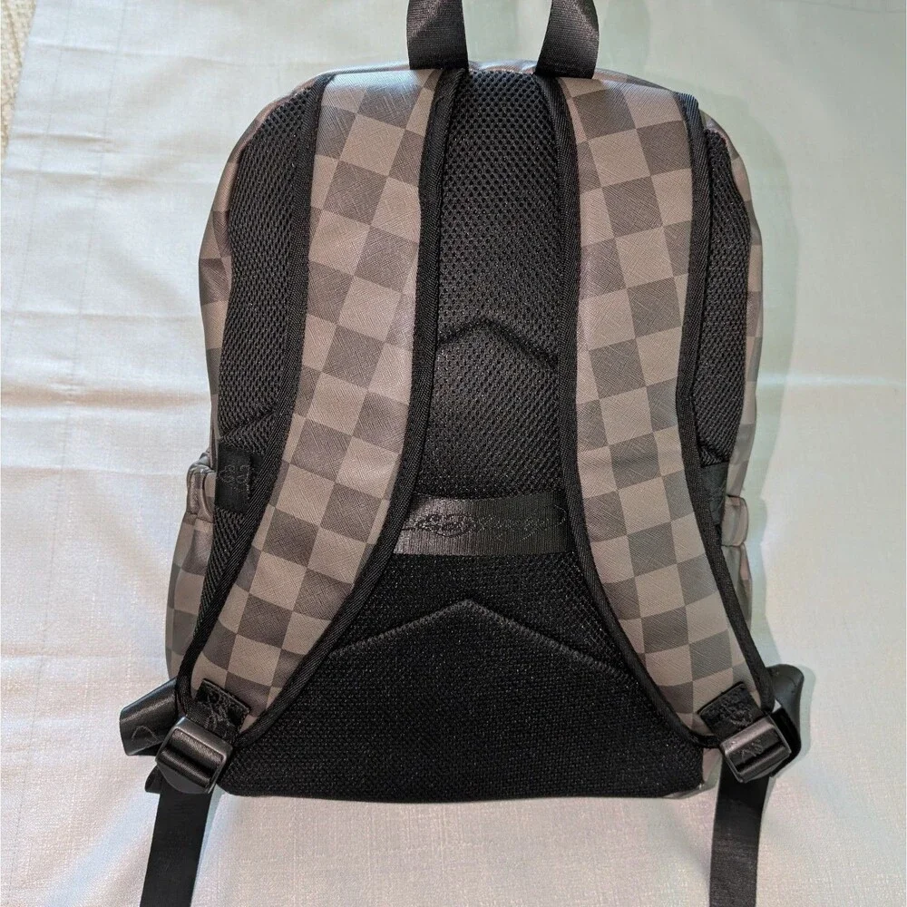Ed Hardy Checkered Eagle Tattoo Print Faux Leather Backpack NEW!